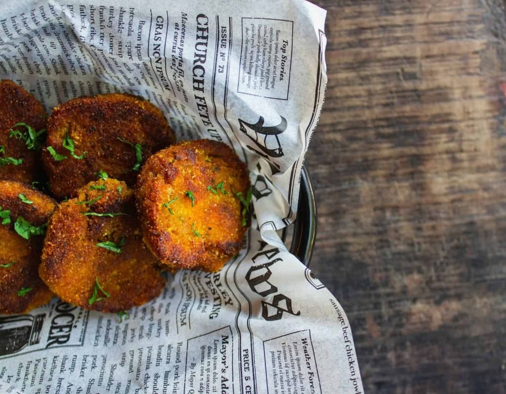 fried eggplant balls to showcase the difference of Halogen Ovens vs Air Fryers